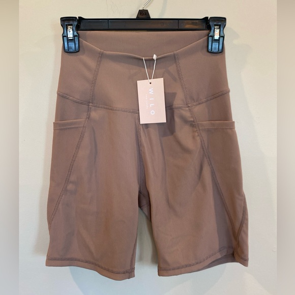 Wilo The Label Pants - Wilo Ribbed Pocket Bike Shorts NWT Medium Latte